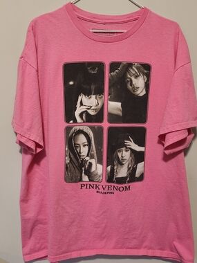 Black Pink "Pink Venom" Graphic Short Sleeve Tee - Pink Size L UNISEX